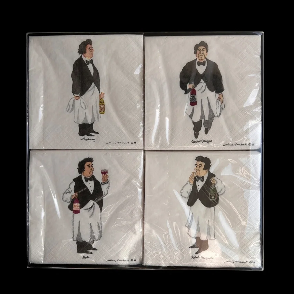Guy Buffet's Wine Guys Beverage Napkin Gift Box Set NIB